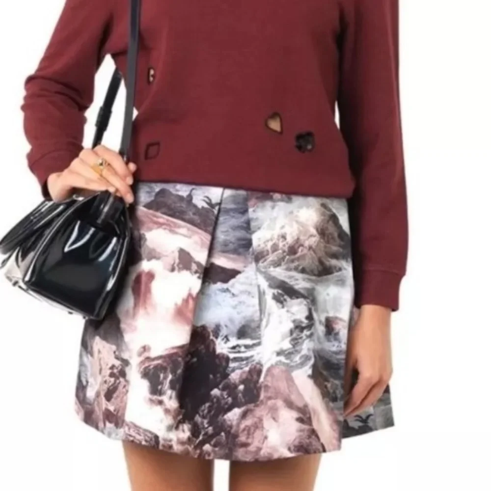 NWT Carven Seascape Satin Mini Skirt - Quiet Luxury Art to Wear - Size 36 (US 4